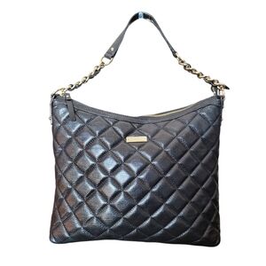 Kate Spade GoldCoast Serena Shimmer Quilted Leather Black Shoulder Bag Purse